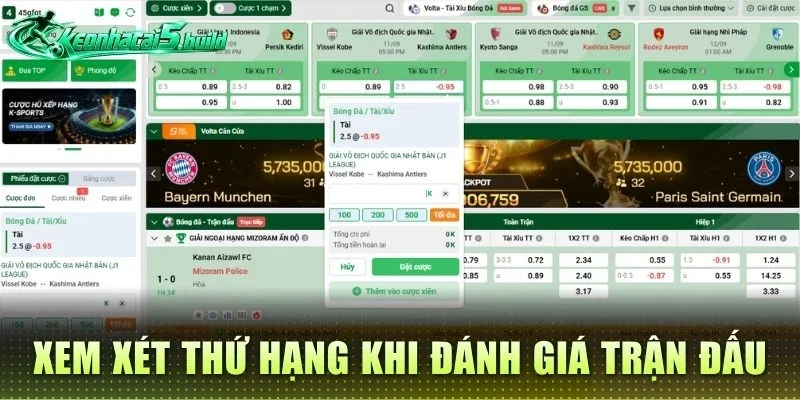Xem xét thứ hạng khi đánh giá trận đấu